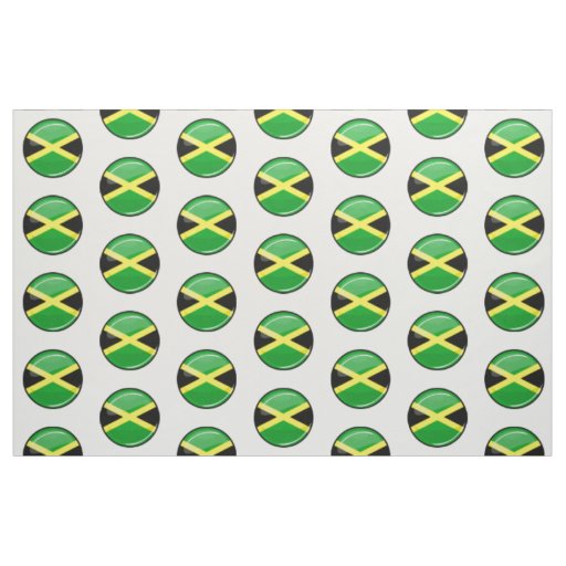 Glossy Round Jamaican Flag Fabric