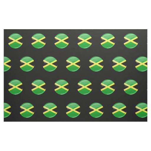 Glossy Round Jamaican Flag Fabric
