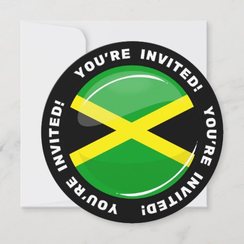 Glossy Round Jamaican Flag Invitation
