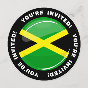 Glossy Round Jamaican Flag Invitation