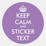 Glossy round keep calm and carry on stickers