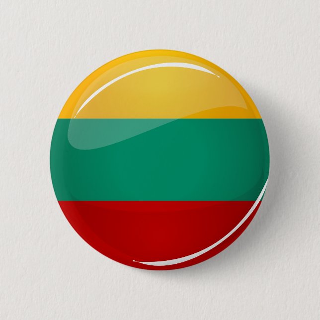 Glossy Round Lithuanian Flag Pinback Button (Front)
