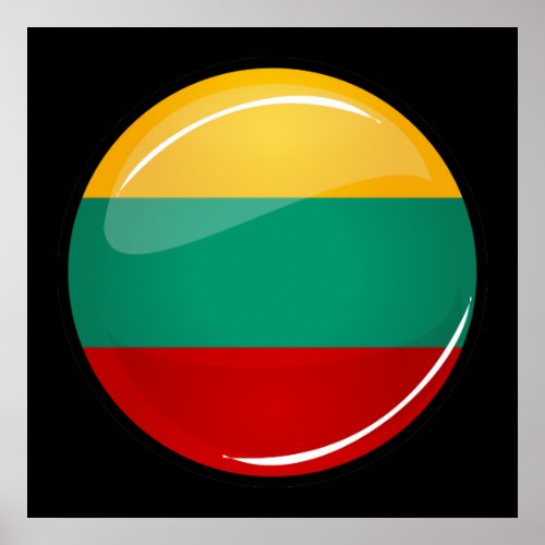 Glossy Round Lithuanian Flag Poster