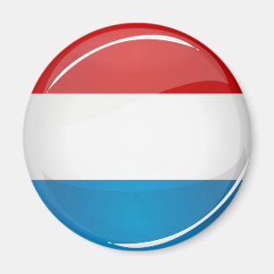 Glossy Round Luxembourg Flag Magnet