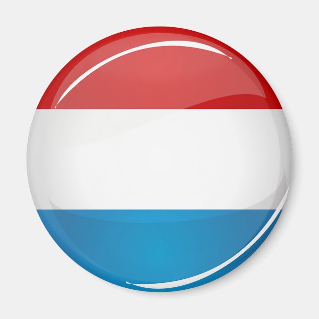Glossy Round Luxembourg Flag Magnet (Front)