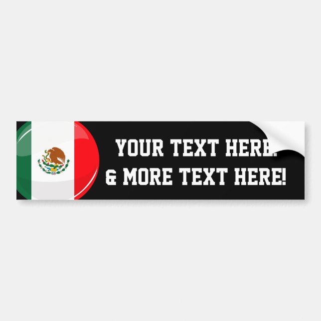 Glossy Round Mexican Flag Bumper Sticker (Front)