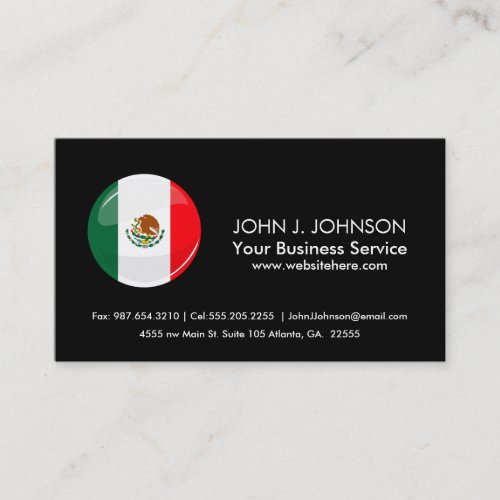 Glossy Round Mexican Flag Business Card