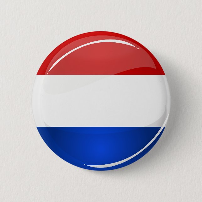 Glossy Round Netherlands Flag Button (Front)