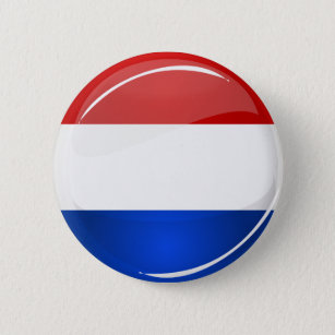 Glossy Round Netherlands Flag Button