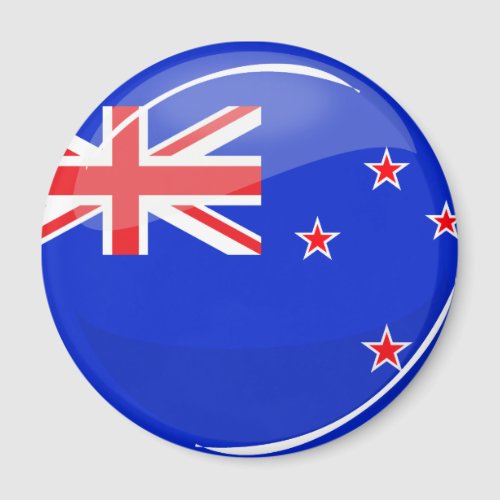 Glossy Round New Zealand Flag Magnet