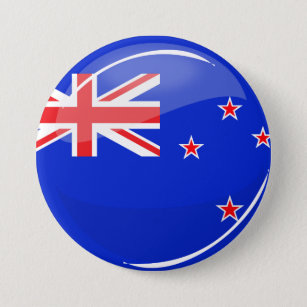 Glossy Round New Zealand Flag Pinback Button
