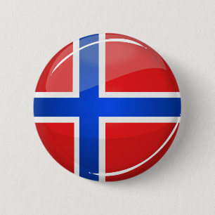 Glossy Round Norway Flag Button