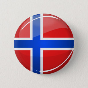 Glossy Round Norway Flag Button