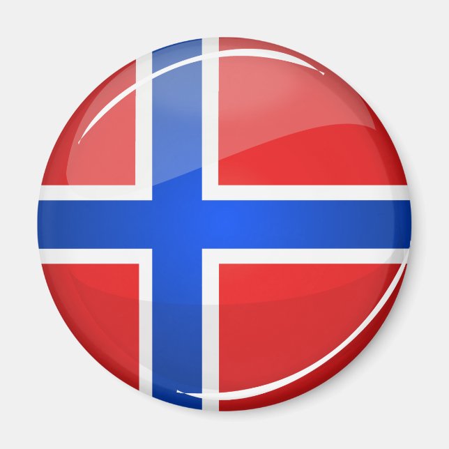 Glossy Round Norway Flag Magnet (Front)