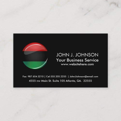 Glossy Round Pan_African Flag Business Card
