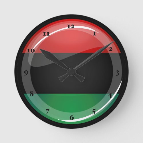 Glossy Round Pan African flag Round Clock
