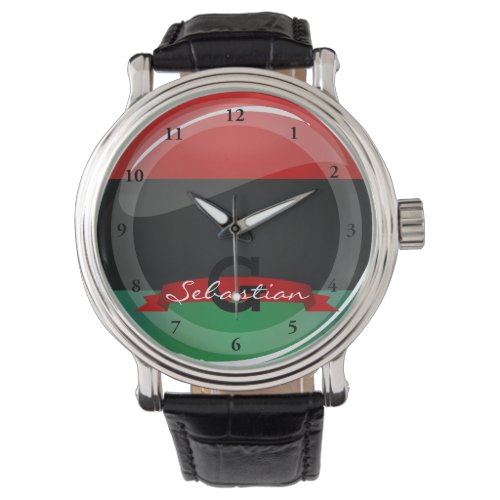 Glossy Round Pan_African Flag Watch