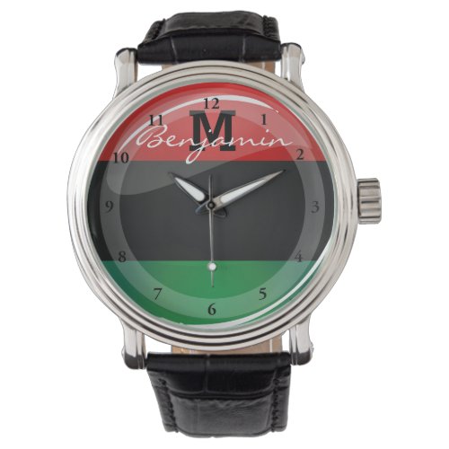 Glossy Round Pan_African Flag Watch