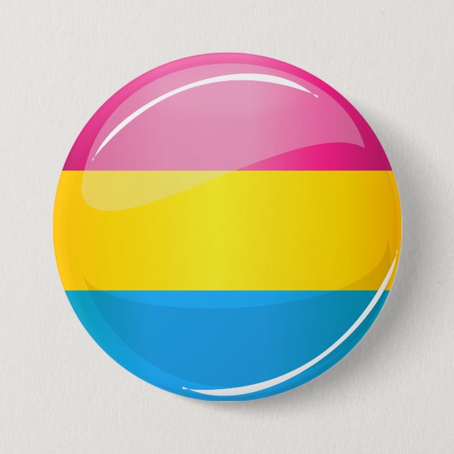 Glossy Round Pansexual Pride Flag Button (Front)