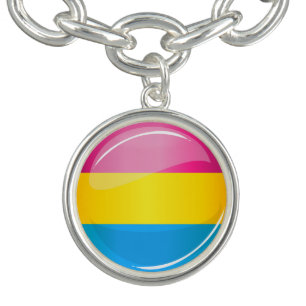 Glossy Round Pansexual Pride Flag Charm Bracelet