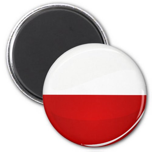 Glossy Round Polish Flag Magnet