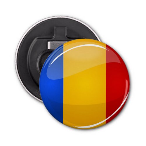 Glossy Round Romanian Flag Bottle Opener