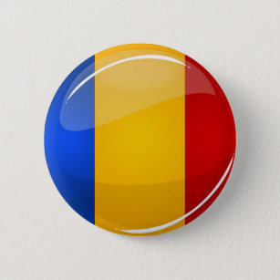 Glossy Round Romanian Flag Button
