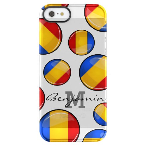 Glossy Round Romanian Flag Clear iPhone SE55s Case