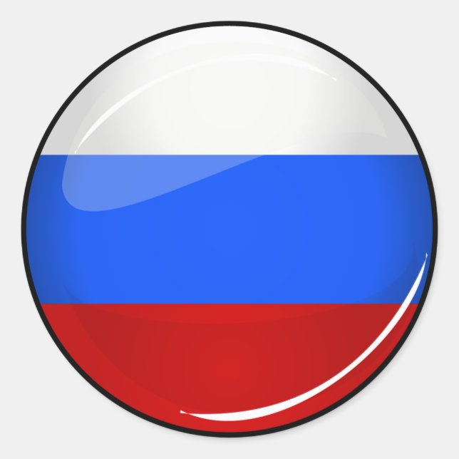 Glossy Round Russia Flag Classic Round Sticker (Front)
