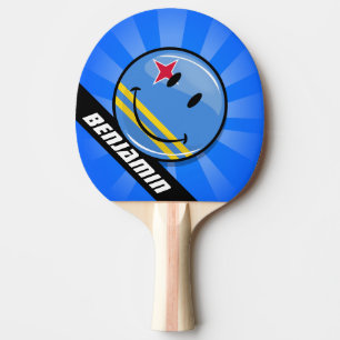 Glossy Round Smiling Aruban Flag Ping-Pong Paddle