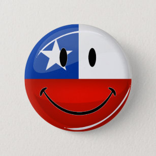 Glossy Round Smiling Chilean Flag Button