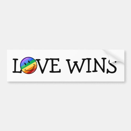 Glossy Round Smiling Gay Pride Flag Bumper Sticker