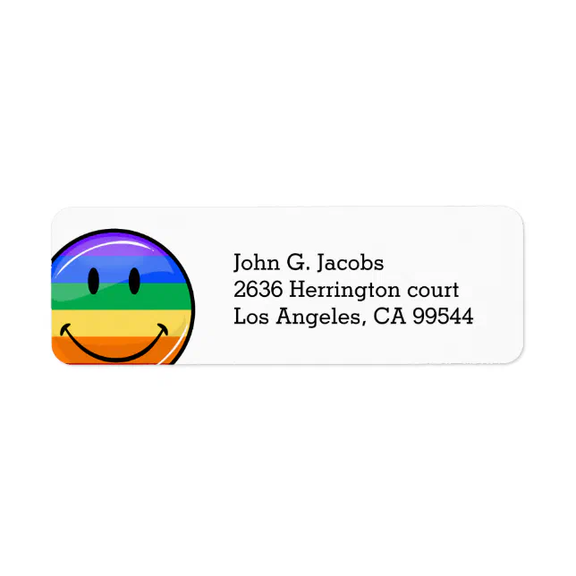 Glossy Round Smiling Gay Pride Flag Label | Zazzle