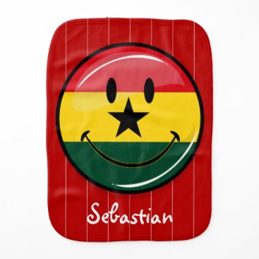 Glossy Round Smiling Ghanian Flag Burp Cloth