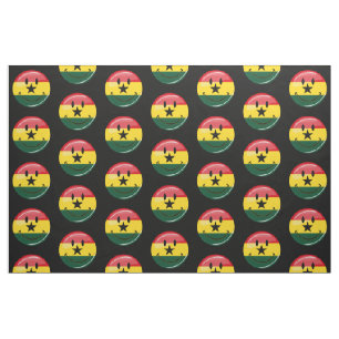 Glossy Round Smiling Ghanian Flag Fabric