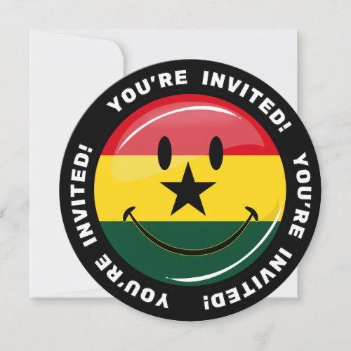 Glossy Round Smiling Ghanian Flag Invitation