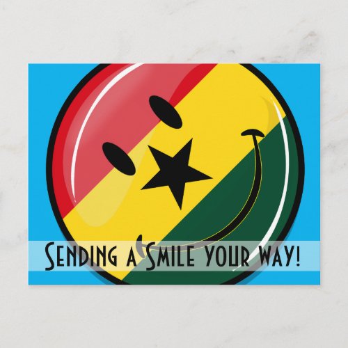Glossy Round Smiling Ghanian Flag Postcard