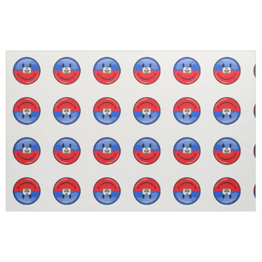 Glossy Round Smiling Haitian Flag Fabric
