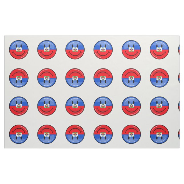 Glossy Round Smiling Haitian Flag Fabric (Fat Quarter)