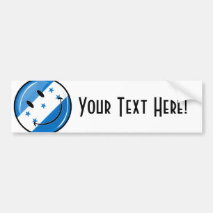 Glossy Round Smiling Honduran Flag Bumper Sticker