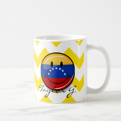 Glossy Round Smiling Venezuelan Flag Coffee Mug