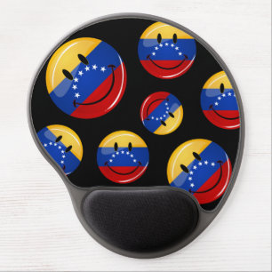 Glossy Round Smiling Venezuelan Flag Gel Mouse Pad