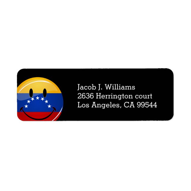 Glossy Round Smiling Venezuelan Flag Label (Front)