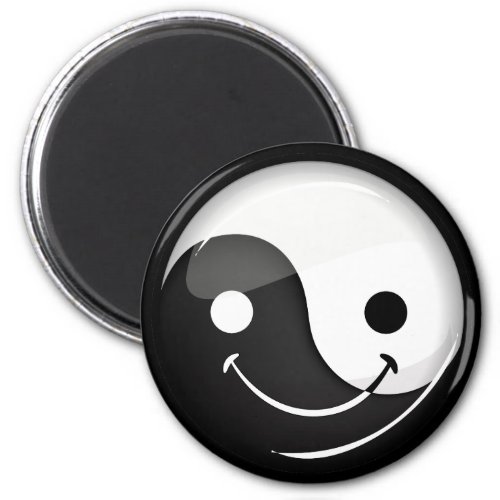 Glossy Round Smiling Yin Yang Symbol Magnet