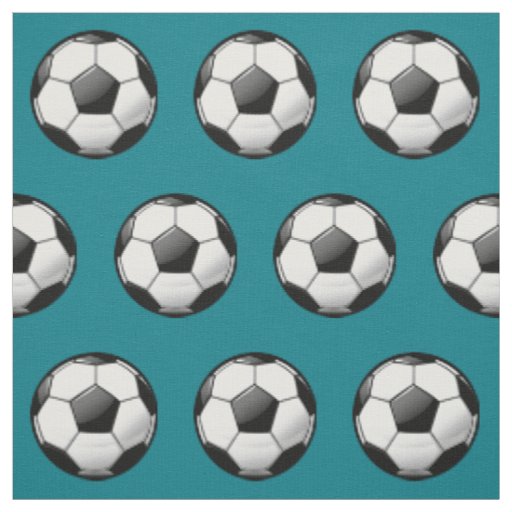Glossy Round Soccer Ball Teal Fabric | Zazzle
