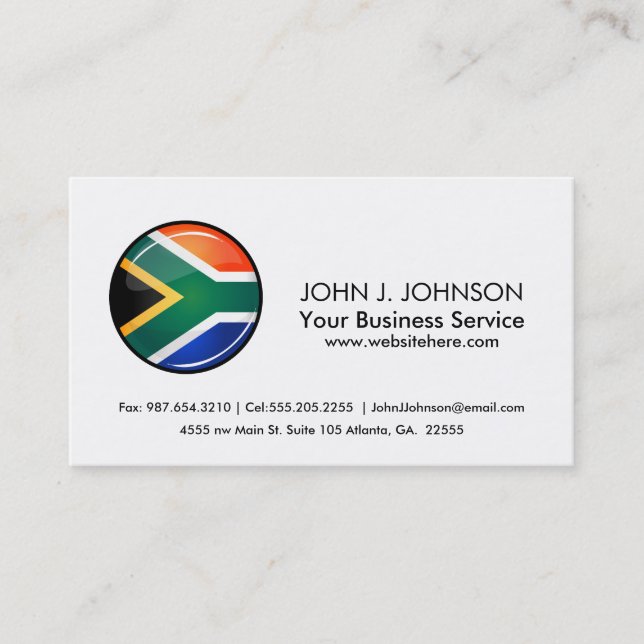 Glossy Round South African Flag Business Card (Front)