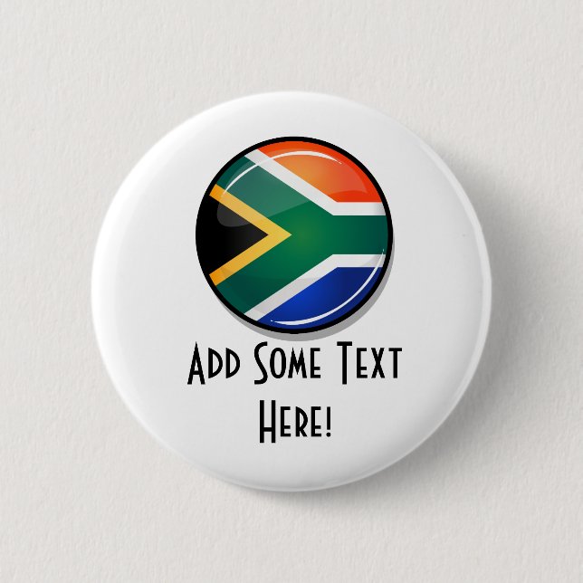 Glossy Round South African Flag Button (Front)