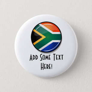 Glossy Round South African Flag Button