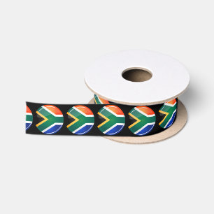 Glossy Round South African Flag Satin Ribbon