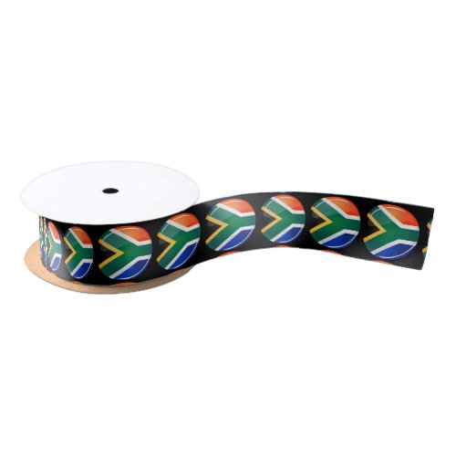 Glossy Round South African Flag Satin Ribbon